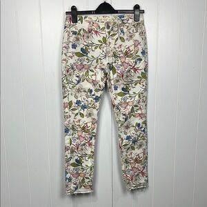 J. Jill Womens Jeans 0P Pink Blue Green Authentic Fit Slim Ankle Floral Stretch
